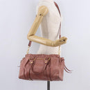Miu Miu Hand Bag Leather 2way Pink Gold Auth 167867M-28