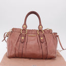 Miu Miu Hand Bag Leather 2way Pink Gold Auth 167867M-12