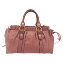 Miu Miu Hand Bag Leather 2way Pink Gold Auth 167867M-2