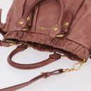 Miu Miu Hand Bag Leather 2way Pink Gold Auth 167867M-6