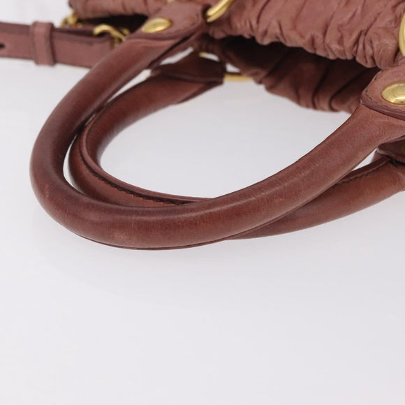 Miu Miu Hand Bag Leather 2way Pink Gold Auth 167867M