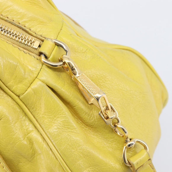 Miu Miu Hand Bag Leather 2way Yellow Gold Auth 167868V