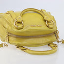 Miu Miu Hand Bag Leather 2way Yellow Gold Auth 167868V-6