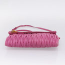 Miu Miu Matelasse Shoulder Bag Leather Pink Gold Auth 167869A-7