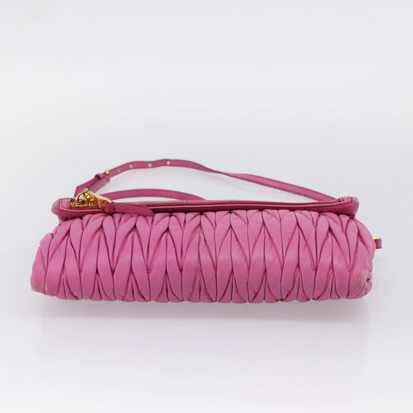 Miu Miu Matelasse Shoulder Bag Leather Pink Gold Auth 167869A