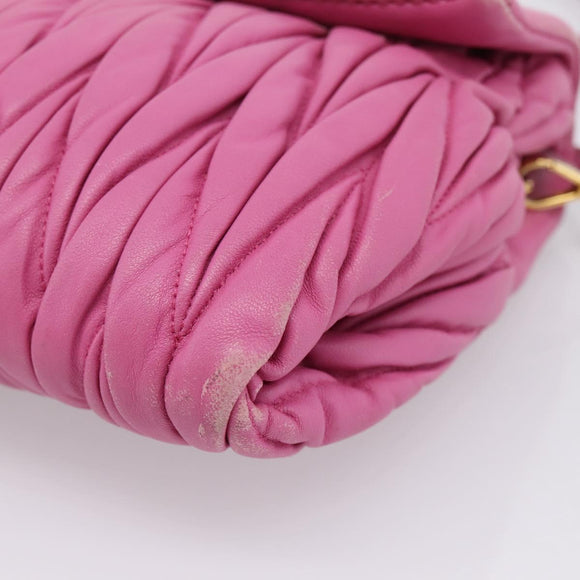 Miu Miu Matelasse Shoulder Bag Leather Pink Gold Auth 167869A