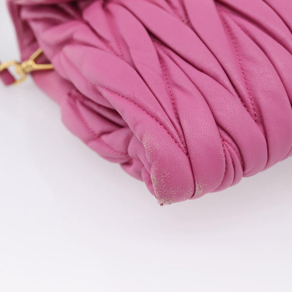 Miu Miu Matelasse Shoulder Bag Leather Pink Gold Auth 167869A