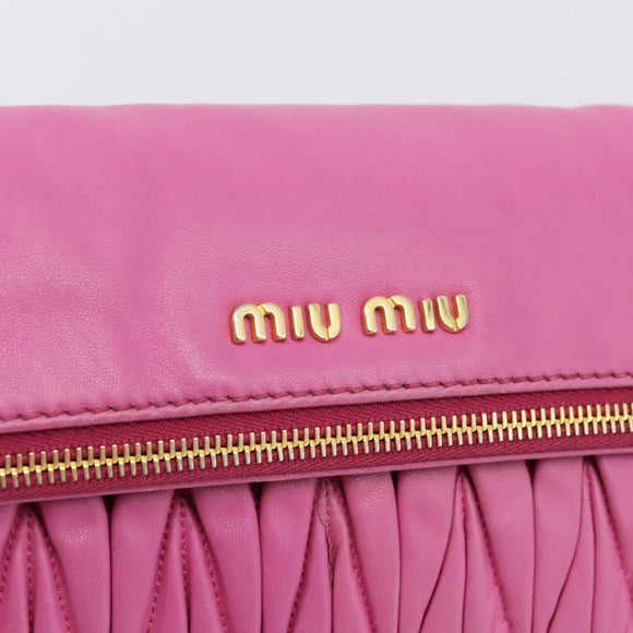 Miu Miu Matelasse Shoulder Bag Leather Pink Gold Auth 167869A