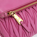 Miu Miu Matelasse Shoulder Bag Leather Pink Gold Auth 167869A-22