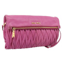 Miu Miu Matelasse Shoulder Bag Leather Pink Gold Auth 167869A-1