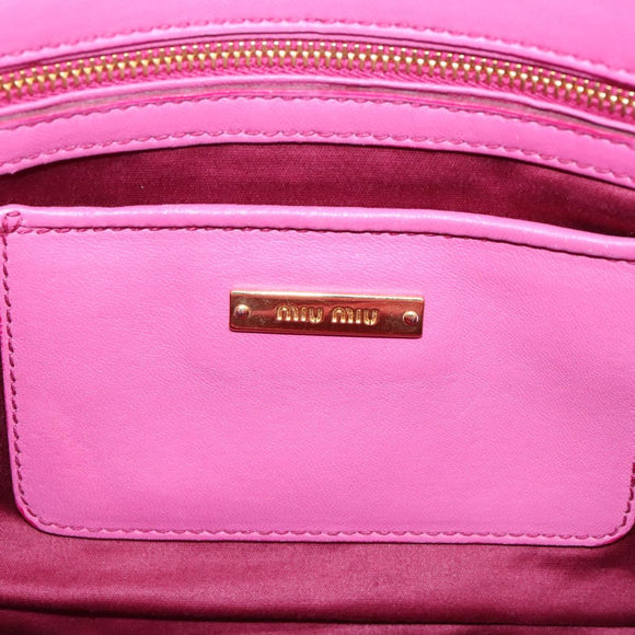 Miu Miu Matelasse Shoulder Bag Leather Pink Gold Auth 167869A