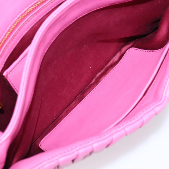 Miu Miu Matelasse Shoulder Bag Leather Pink Gold Auth 167869A