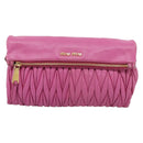 Miu Miu Matelasse Shoulder Bag Leather Pink Gold Auth 167869A-13