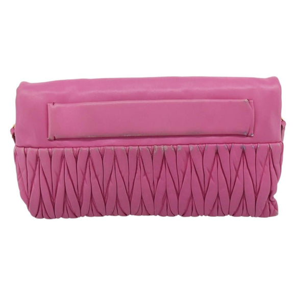 Miu Miu Matelasse Shoulder Bag Leather Pink Gold Auth 167869A