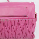 Miu Miu Matelasse Shoulder Bag Leather Pink Gold Auth 167869A-3