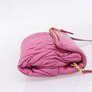 Miu Miu Matelasse Shoulder Bag Leather Pink Gold Auth 167869A-6