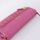 Miu Miu Matelasse Shoulder Bag Leather Pink Gold Auth 167869A-14