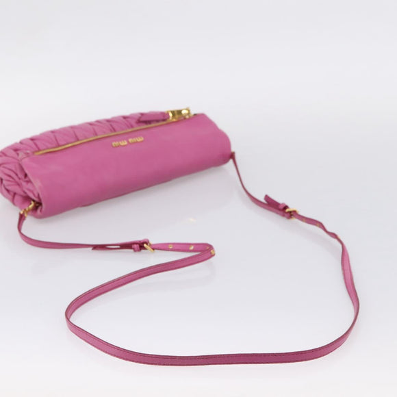 Miu Miu Matelasse Shoulder Bag Leather Pink Gold Auth 167869A