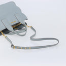 Miu Miu Hand Bag Leather 2way Light Blue Gold Auth 167870A-9