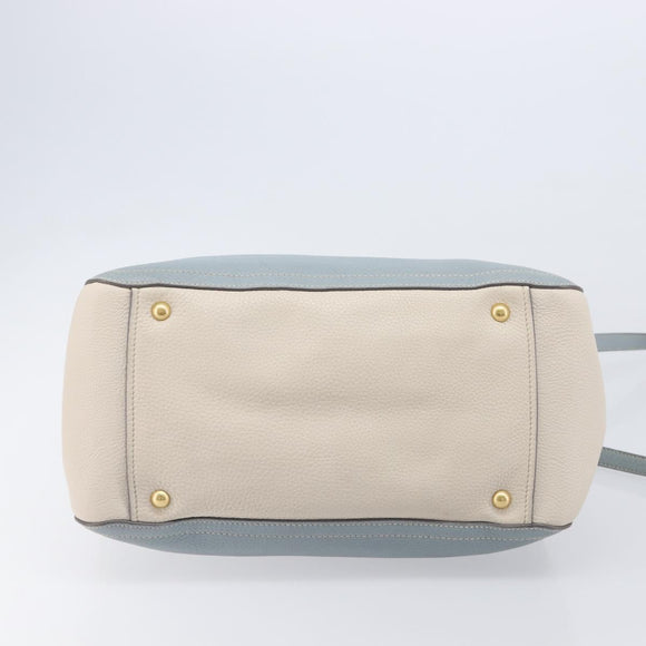 Miu Miu Hand Bag Leather 2way Light Blue Gold Auth 167870A