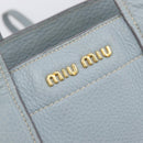 Miu Miu Hand Bag Leather 2way Light Blue Gold Auth 167870A-23