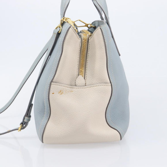 Miu Miu Hand Bag Leather 2way Light Blue Gold Auth 167870A