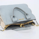 Miu Miu Hand Bag Leather 2way Light Blue Gold Auth 167870A-14