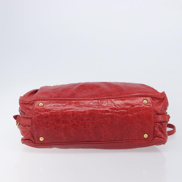 Miu Miu Hand Bag Leather 2way Red Gold Auth 167871M