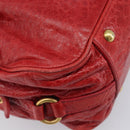 Miu Miu Hand Bag Leather 2way Red Gold Auth 167871M-14