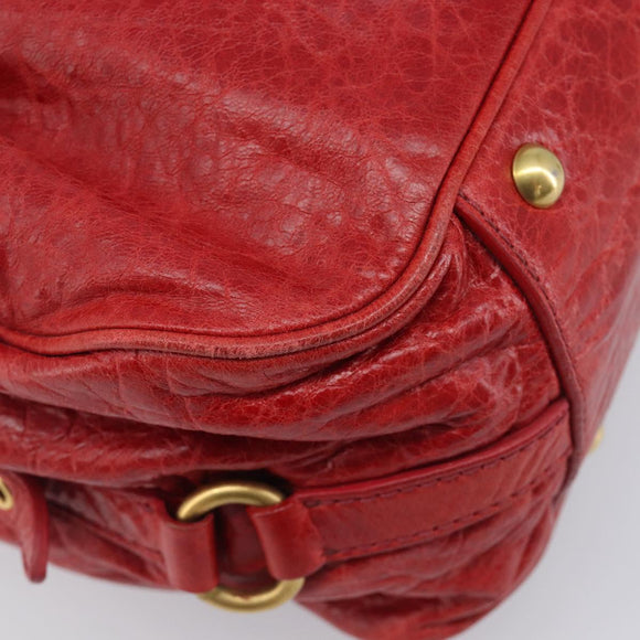 Miu Miu Hand Bag Leather 2way Red Gold Auth 167871M
