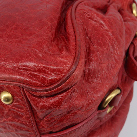 Miu Miu Hand Bag Leather 2way Red Gold Auth 167871M
