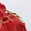 Miu Miu Hand Bag Leather 2way Red Gold Auth 167871M-17