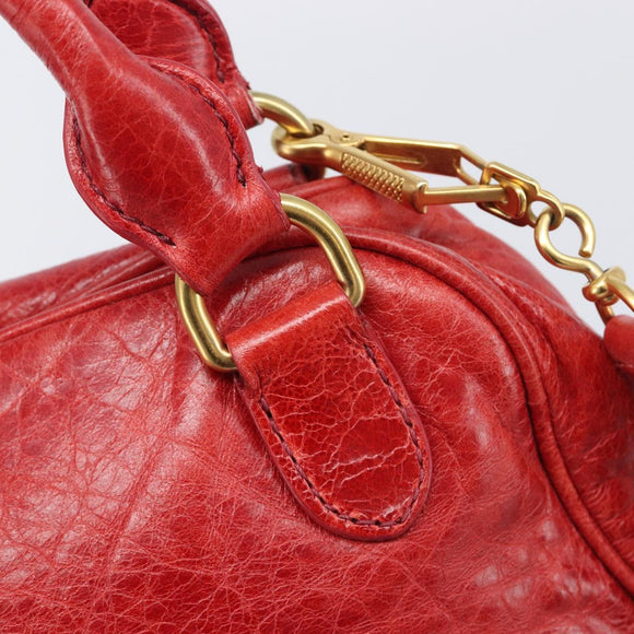 Miu Miu Hand Bag Leather 2way Red Gold Auth 167871M