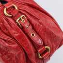 Miu Miu Hand Bag Leather 2way Red Gold Auth 167871M-19