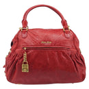Miu Miu Hand Bag Leather 2way Red Gold Auth 167871M-2