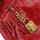 Miu Miu Hand Bag Leather 2way Red Gold Auth 167871M-27