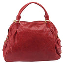 Miu Miu Hand Bag Leather 2way Red Gold Auth 167871M-3