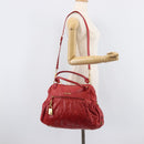 Miu Miu Hand Bag Leather 2way Red Gold Auth 167871M-31