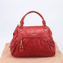 Miu Miu Hand Bag Leather 2way Red Gold Auth 167871M-31