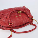 Miu Miu Hand Bag Leather 2way Red Gold Auth 167871M-6