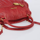 Miu Miu Hand Bag Leather 2way Red Gold Auth 167871M-7