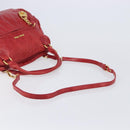 Miu Miu Hand Bag Leather 2way Red Gold Auth 167871M-8