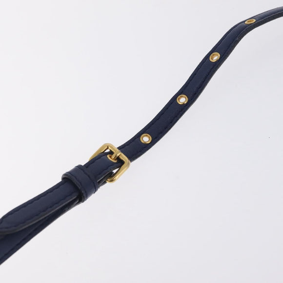 Miu Miu Matelasse Shoulder Bag Leather Blue Gold Auth 167872A