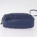 Miu Miu Matelasse Shoulder Bag Leather Blue Gold Auth 167872A-12