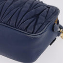 Miu Miu Matelasse Shoulder Bag Leather Blue Gold Auth 167872A-18