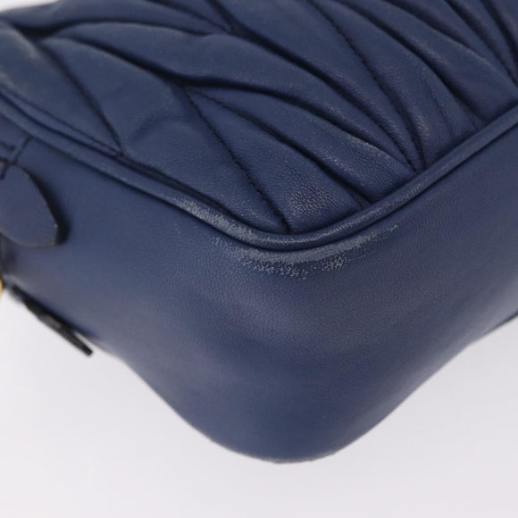 Miu Miu Matelasse Shoulder Bag Leather Blue Gold Auth 167872A