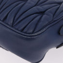 Miu Miu Matelasse Shoulder Bag Leather Blue Gold Auth 167872A-16