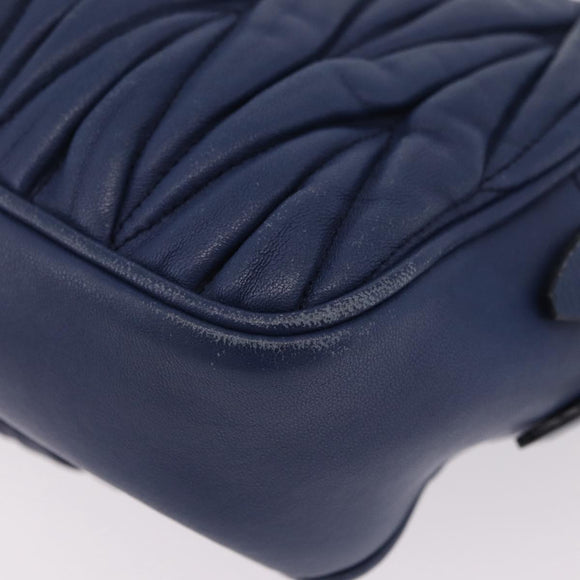 Miu Miu Matelasse Shoulder Bag Leather Blue Gold Auth 167872A