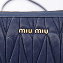 Miu Miu Matelasse Shoulder Bag Leather Blue Gold Auth 167872A-21