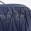 Miu Miu Matelasse Shoulder Bag Leather Blue Gold Auth 167872A-9